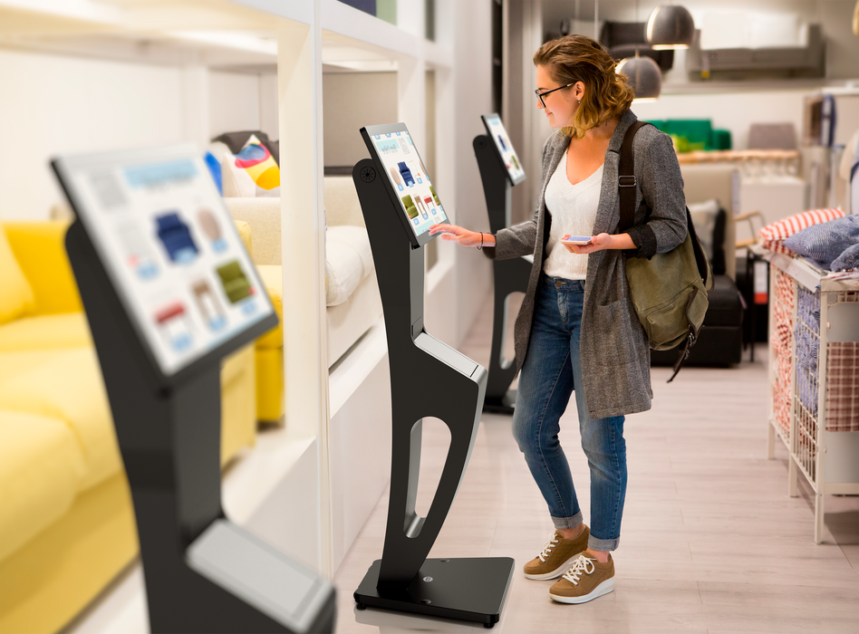 Sleek Floor Stand with Printer Slot for Touchscreen Monitors and Other Displays