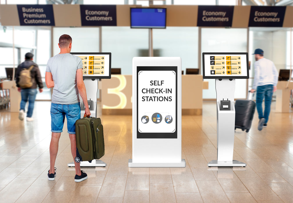 Sleek Floor Stand with Printer Slot for Touchscreen Monitors and Other Displays