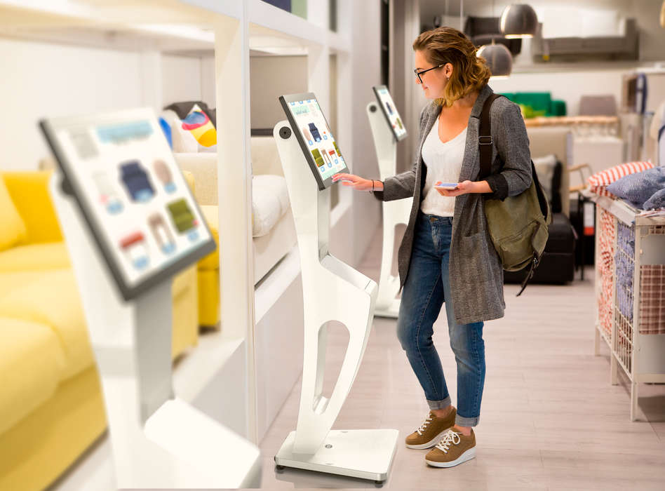 Sleek Floor Stand with Printer Slot for Touchscreen Monitors and Other Displays