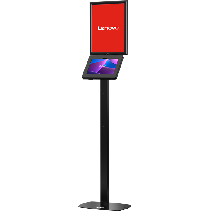 Thin Profile Graphic Sign Floor Stand with Security Enclosure for 9.7-11" Tablets