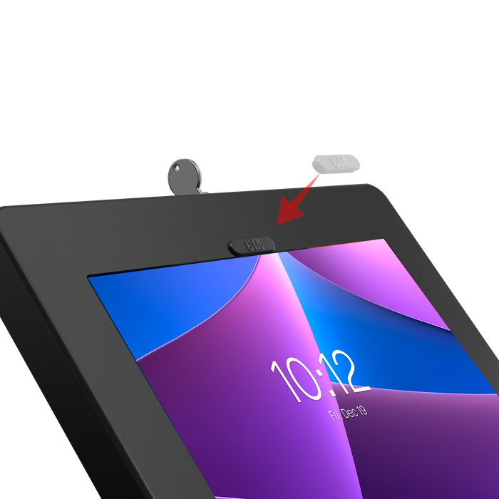 Thin Profile Graphic Sign Floor Stand with Security Enclosure for 9.7-11" Tablets