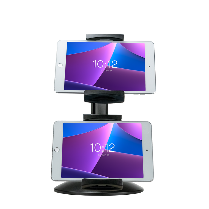 Quick-Connect Dual Tablet Mount with Height-Adjustable Arms