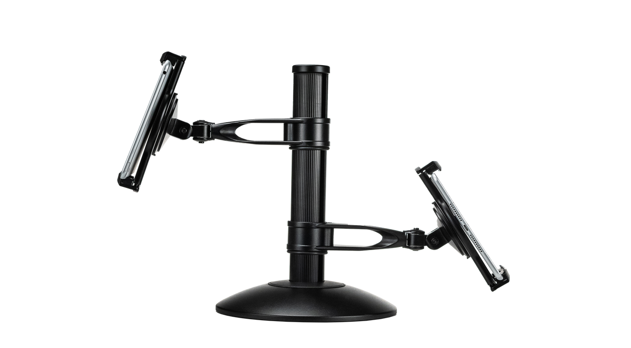 Quick-Connect Dual Tablet Mount with Height-Adjustable Arms