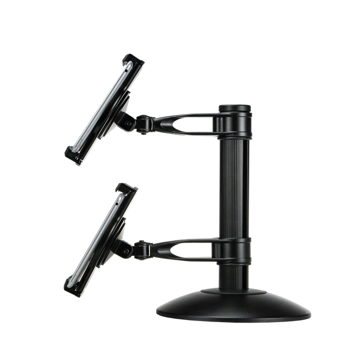 Quick-Connect Dual Tablet Mount with Height-Adjustable Arms