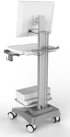 Rolling Medical Cart with Height-Adjustable VESA Mounting Bracket and Keyboard and Mouse Tray