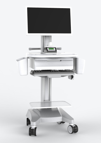 Rolling Medical Cart with Height-Adjustable VESA Mounting Bracket and Keyboard and Mouse Tray