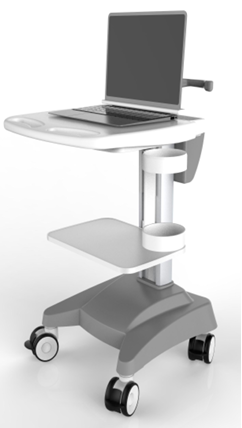 Rolling Medical Cart with Height-Adjustable VESA Mounting Bracket and Keyboard and Mouse Tray