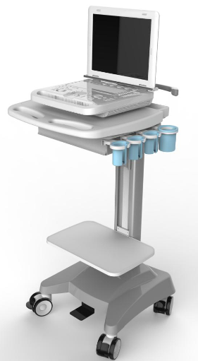 Rolling Medical Cart with Height-Adjustable VESA Mounting Bracket and Keyboard and Mouse Tray