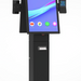 Dual Screen Self-Service Kiosk Floor Stand with Printer Bay and Device Storage
