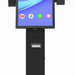 Dual Screen Self-Service Kiosk Floor Stand with Printer Bay and Device Storage