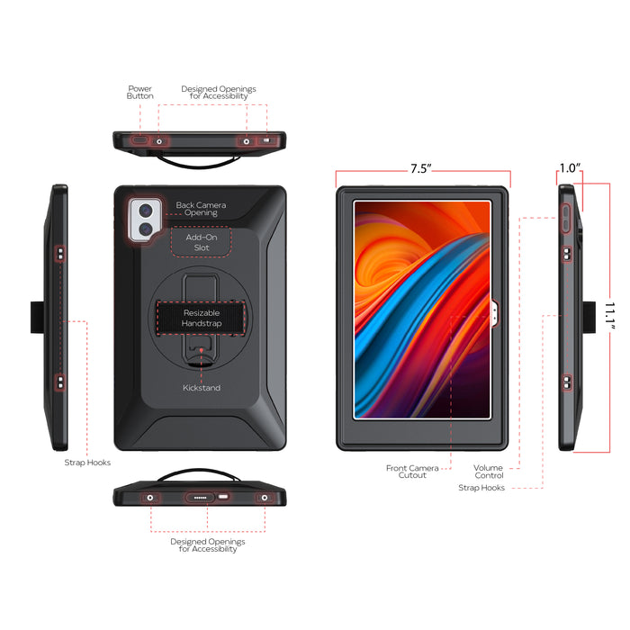 VersaGuard Magnetic Protective Tablet Case with POGO Charging, Built-In Kick Stand and Hand Strap for Lenovo K11